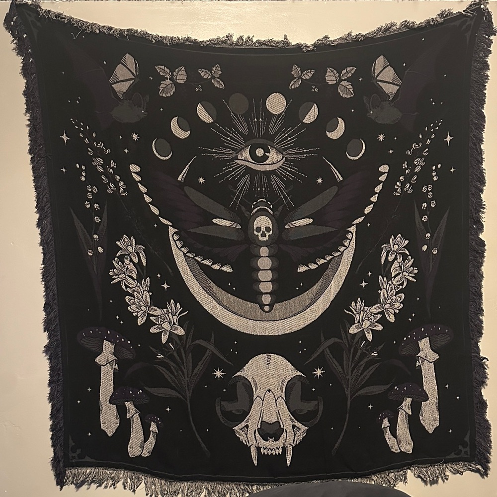 Mystical Black and Gray Wall Tapestry
